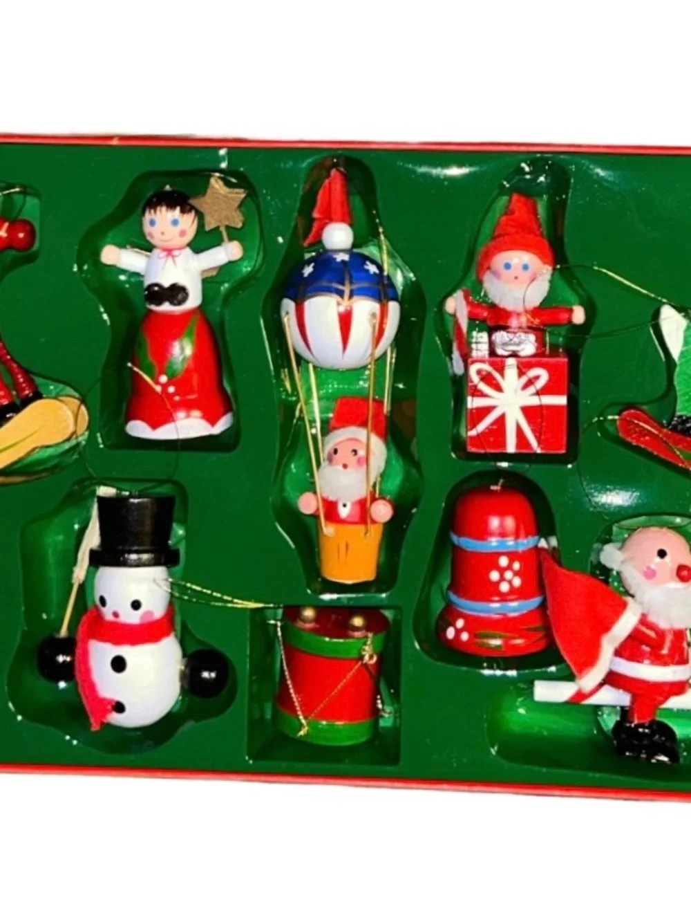 The Christmas Collection ~ Vtg (1985) ~ 10 Pieces Wood Hand Painted Ornament New